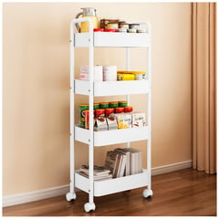 SASHIJA - Carrito Organizador 4 Niveles con Ruedas para Baño Cocina BL JY8