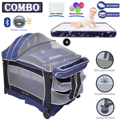 BABY KITS - Cuna Corral Verona Azul + Colchón 4 " Azul