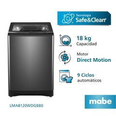 MABE - Lavadora Automática Direct Motion 18 Kg Diamond Gray - LMA8120WDGBB0