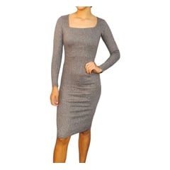 GENERICO - Vestido Mujer Chompero CUELLO CUADRADO - Nathalie Love it - Gris