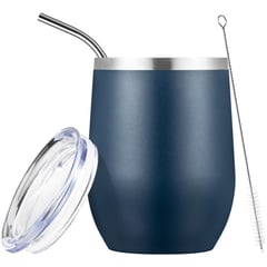 SIGNATURE PERU - Vaso para Café de Acero Inoxidable 350ml con Tapa y Pajilla x1 Azul