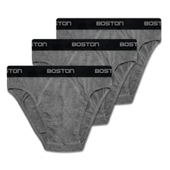 BOSTON - Pack x3 Trusas Hombre Bikini Color Plomo Talla L