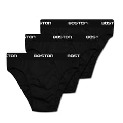 BOSTON - Pack x3 Trusas Hombre Bikini Color Negro Talla L