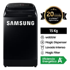 SAMSUNG - Lavadora Samsung 15Kg Eco Inverter WA15T5260BVPE Negra