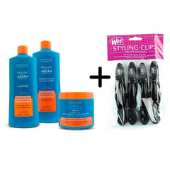 KERABRASIL - Pack Argán 500ml Gratis 1 Wetbrush clips