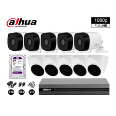 DAHUA - CÁMARAS SEGURIDAD KIT 10 FULL HD 1080P + DISCO 2TB HDMI