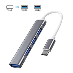 Adaptador Hub ALUMINIO USB Tipo C a 4 Puertos USB 3.0