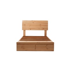 MUEBLES MACRUMO - Cama de madera pino natural 1.5 Plz + sabanera