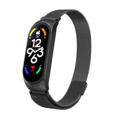 GENERICO - Correa milanés de acero para MI BAND 5 - 6 Negro