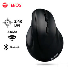 TEROS - Mouse Vertical TE-5169N Inalambrico - Bt Cableado 2400 Dpi Negro