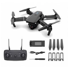 SASARU - Dron Profesional E88 Pro RC 4K con Cámara Dual y Rotación Negro