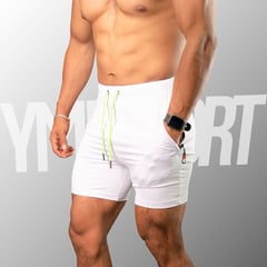 YML SPORT - Short GYM Hombre - Short Fitness Blanco -