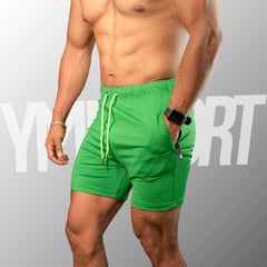 YML SPORT - Short GYM Hombre - Short Fitness Verde -