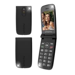 UNONU - Celular Senior U28 FLIP DualSim Camara Radio Negro