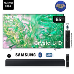 SAMSUNG - Televisor LED Smart TV 65 Crystal UHD 4K- UN65DU8200GXPE + Soundbar HW C400