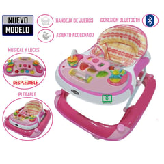 HI BABY - Andador Musical Con Bluetooth 3 Niveles Altura Rosado