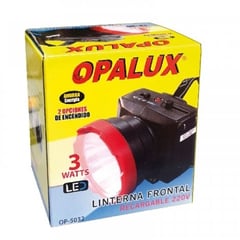 OPALUX - LINTERNA FRONTAL RECARGABLE 3W -