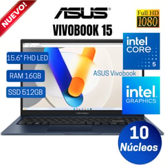 ASUS - Laptop X1504VA-NJ944, 15.6" FHD LED, Core i5-120U, Ram 16GB, Ssd 512GB, Free Dos