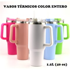 IMPORTADO MC - Vaso Térmico de Acero Inoxidable Portable 1200ml con Asa y Sorbete