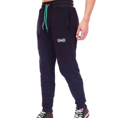 M MUSCLE MUSEUM - Jogger Deportivo Color Negro y Verde Bolsillos con Cierre para Hombre