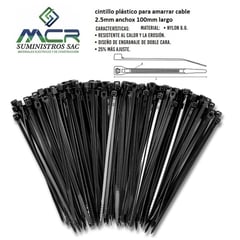 IMPORTADO MC - AMARRA CABLE CINTILLO DE 2.5 MM DE ANCHO X 100 MM DE LARGO NEGRO