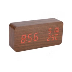 GENERICO - Reloj Digital Despertador de Madera con Control de Voz