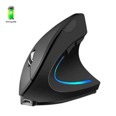 SEISA - Mouse Recargable Inalambrico Ergonomico Vertical 2.4Ghz, USB 3.0