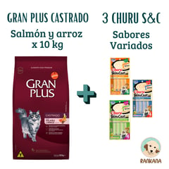 GRAN PLUS - gato castrado salmón x 10 kg + 3 churu S&C