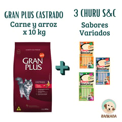 GRAN PLUS - gato castrado carne x 10 kg + 3 churu S&C