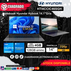 HYUNDAI - Laptop Intel Celeron N4020 Windows 11 S Mode 4GB RAM y 128GB EMMC 14" HD