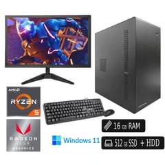 INTEL - PC Completa Ryzen 5 3.6Ghz 16GB Ram 512GB SSD + HDD + Monitor Led FHD