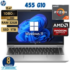 HP - Laptop Probook 455 G10 Amd Ryzen 7 - 7730U, 15.6" Fhd, Ram 32Gb, Ssd 1Tb, Windows 11 Pro