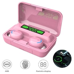 CLN TECH - Audífonos inalámbricos Bluetooth F9 con power bank V53 -PINK