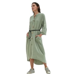 PERMUTA - Vestido tipo blusón Isabella Egipcio Lino Verde Mujer