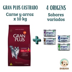 GRAN PLUS - gato castrado carne x 10 kg + 4 origens x 85 gr