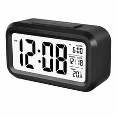 LH ELECTRONIC - Reloj Despertador Digital con Calendario Temperatura Negro