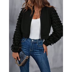 GENERICO - Chaqueta tipo bomber unicolor con cremallera crop SHEIN