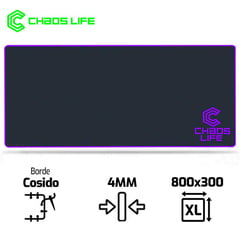 LIFE - Pad Mouse CHAOS XL 800 X 300 X 4mm Borde Morado