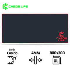 LIFE - Pad Mouse Chaos XL 800 X 300 X 4mm Borde Rojo