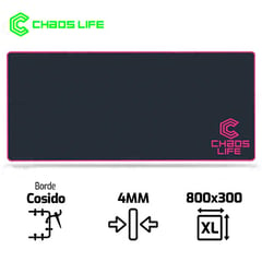 LIFE - Pad Mouse CHAOS XL 800 X 300 X 4mm Borde Rosado