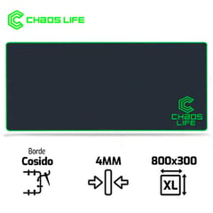 LIFE - Pad Mouse Chaos XL 800 X 300 X 4mm Borde Verde