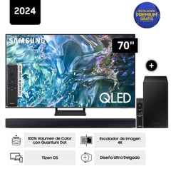 SAMSUNG - Televisor QLED Tizen OS Smart Tv 70 4K QN70Q65DAGXPE + Soundbar HW-C450
