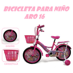 GENERICO - Bicicleta de Niña Aro 16 con Cesta Princesa -Rosa