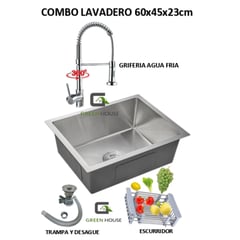 IMPORTADO MC - COMBO DE LAVADERO CDO 60x45x23cm + GRIFERIA AGUA FRIA