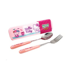 SANRIO - SET DE CUBIERTOS ACERO INOX CON LOZA HELLO KITTY