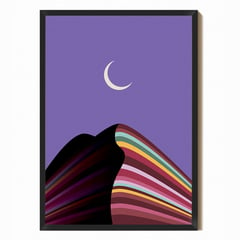 ALOP - Cuadro con Marco Negro Rainbow Mountain with Moon 90x70