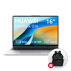 HUAWEI - Laptop HUAWEI MateBook D16 2024 16" i5-12450H 512GB SSD 16GB RAM Plateada + Mochila