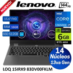 LENOVO - LOQ 15IRX9 15.6" FHD i7-13650HX 4.9GHz 16GB DDR5 rtx 4050 6GB