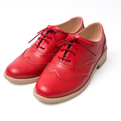 KAWKI - ZAPATOS DE MUJER OXFORD EJECUTIVA ROJO - PLANTA DELGADA