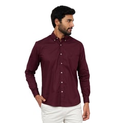 ISAGUE - Camisa Color Entero Modern Fit Manga Larga Hombre